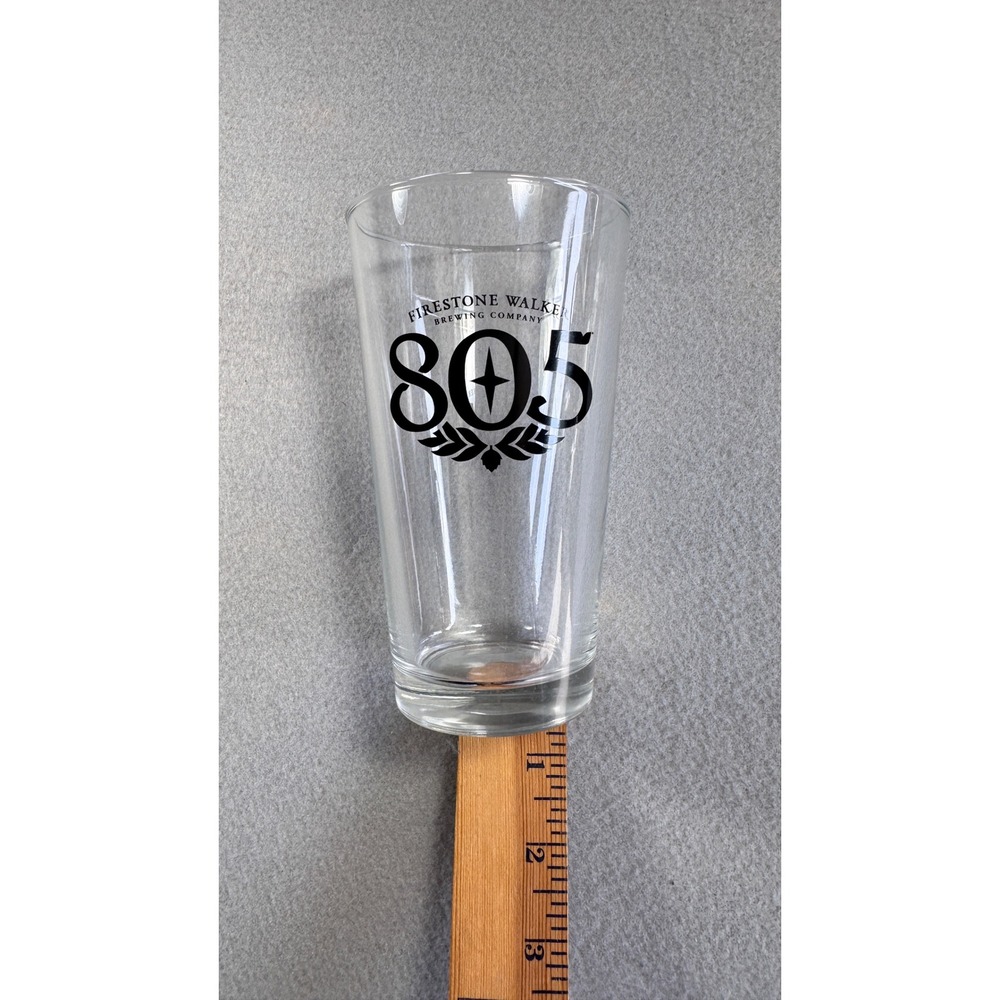 Firestone Walker Brewing Company 805 Beer Pint Glass Clear Black Logo Barware‎